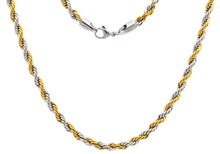 Load image into Gallery viewer, Mens 5MM Two-toned Gold Plated Stainless Steel 24" Rope Chain Necklace (Copy)
