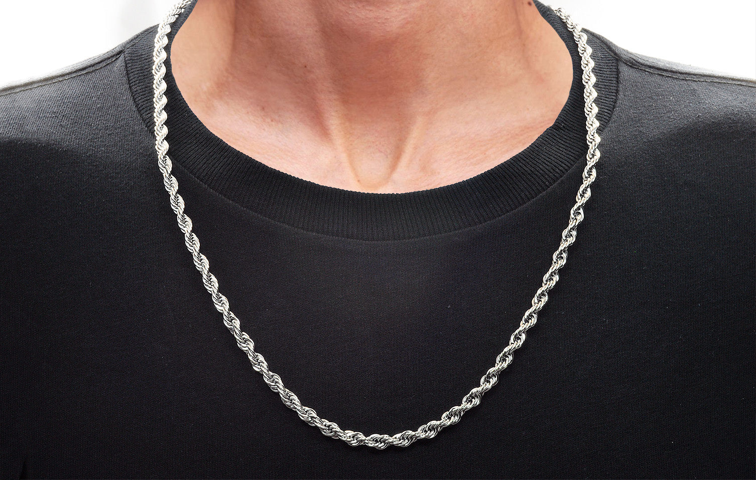 Men's 5mm Stainless Steel 24 Rope Chain Necklace