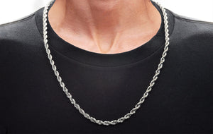 Mens 5MM Stainless Steel 24" Rope Chain Necklace