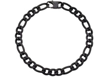 Load image into Gallery viewer, Mens Matte Black Stainless Steel Figaro Link Chain Bracelet
