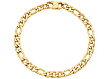 Load image into Gallery viewer, Mens Gold Stainless Steel Figaro Link Chain Bracelet

