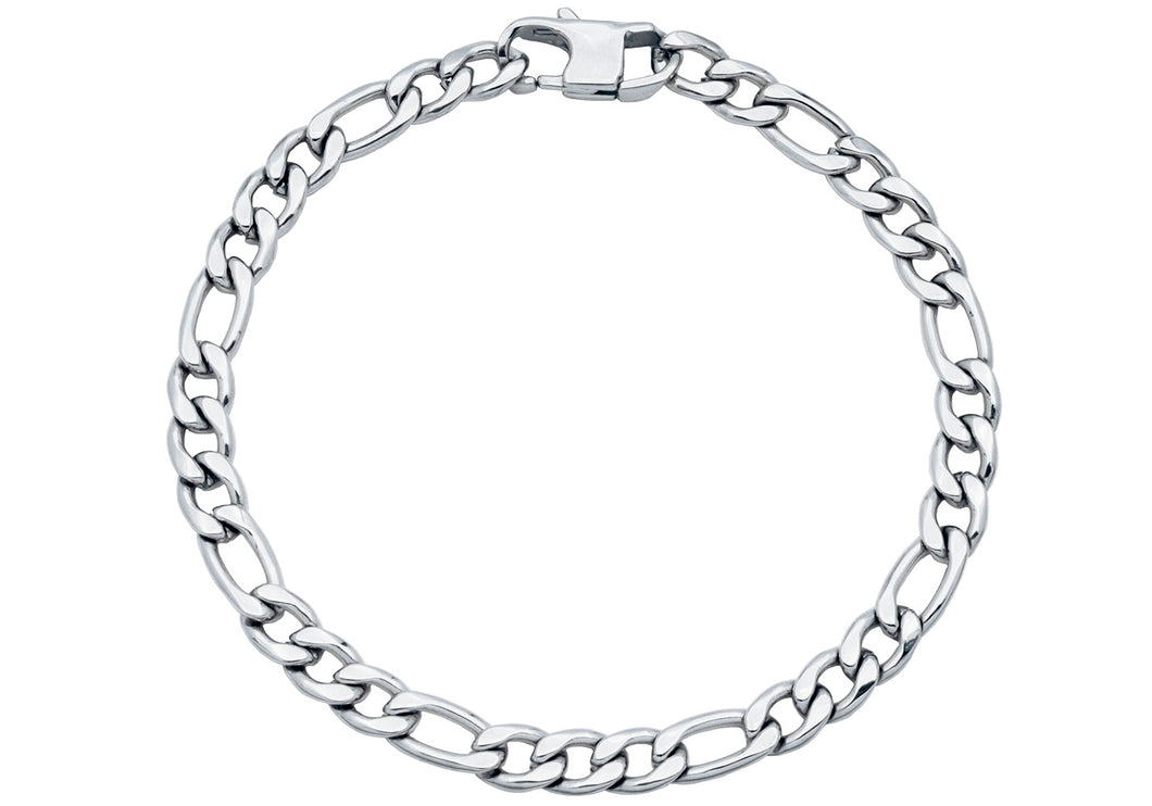 Mens Stainless Steel Figaro Link Chain Bracelet
