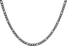 Load image into Gallery viewer, Mens 4MM Black Plated Stainless Steel Figaro Link Chain Necklace
