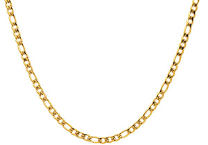 Mens 4MM Gold Plated Stainless Steel Figaro Link Chain Necklace