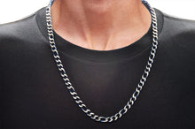 Load image into Gallery viewer, Mens Stainless Steel And Blue Figaro Link Chain Set
