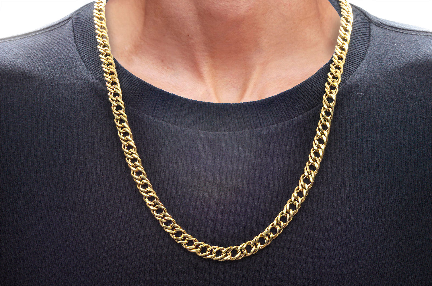 Steel by Design Men's Double Box & Rope Chain Necklace - QVC.com