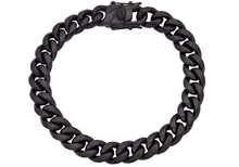 Load image into Gallery viewer, Mens 10mm Matte Black Stainless Steel Miami Cuban Link Bracelet With Box Clasp
