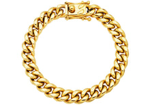 Load image into Gallery viewer, Mens 10mm Gold Stainless Steel Miami Cuban Link Chain Bracelet With Box Clasp
