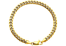 Load image into Gallery viewer, Mens 6mm Gold Plated Stainless Steel Cuban Link Chain Bracelet With Lobster Clasp
