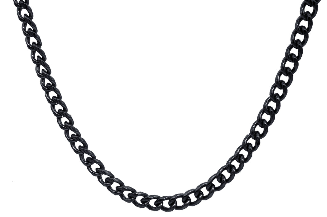 Mens 5mm Black Stainless Steel Miami Cuban Link 24