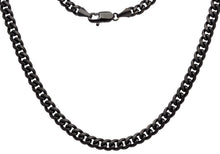 Load image into Gallery viewer, Mens 6mm Black Stainless Steel Cuban Link Chain Necklace With Lobster Claw Clasp
