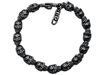 Load image into Gallery viewer, Mens Adjustable Black Stainless Steel Skull Chain Bracelet
