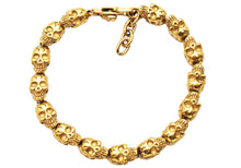 Load image into Gallery viewer, Mens Adjustable Gold Plated Stainless Steel Skull Chain Bracelet
