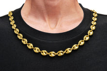 Load image into Gallery viewer, Mens Gold Stainless Steel Puff Mariner Link Chain Necklace
