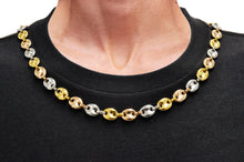 Load image into Gallery viewer, Mens Tri Color Stainless Steel Puff Mariner Link Chain Necklace
