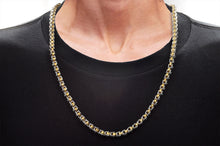 Load image into Gallery viewer, Mens 4mm Two tone 18k Gold Plated Stainless Steel U Link Chain Necklace
