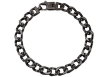 Load image into Gallery viewer, Mens Black Plated Stainless Steel Curb Link Chain Bracelet With Black Cubic Zirconia

