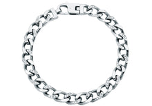 Load image into Gallery viewer, Mens Stainless Steel Curb Link Chain Bracelet With Cubic Zirconia
