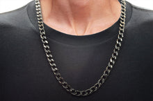 Load image into Gallery viewer, Mens Gunmetal Stainless Steel Curb Link Chain Necklace With Cubic Zirconia
