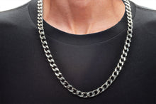 Load image into Gallery viewer, Mens Stainless Steel Curb Link Chain Necklace With Cubic Zirconia
