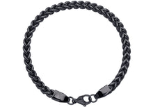 Load image into Gallery viewer, Mens 5mm Black Stainless Steel  Rounded Franco Link Chain Bracelet

