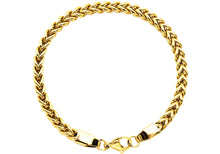 Load image into Gallery viewer, Mens 5mm Gold Stainless Steel Rounded Franco Link Chain Bracelet
