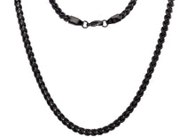 Load image into Gallery viewer, Mens 5mm Black Plated Stainless Steel Franco Link Chain Necklace

