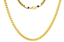 Load image into Gallery viewer, Mens 5mm Gold Stainless Steel Rounded Franco Link Chain Necklace
