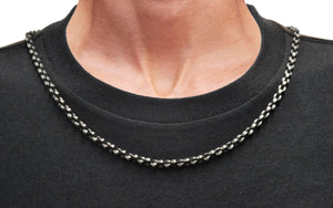 Mens Antique Styled Stainless Steel Link Chain Necklace
