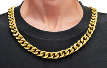 Load image into Gallery viewer, Mens Gold Stainless Steel Curb Link Chain Necklace With Cubic Zirconia
