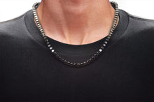 Load image into Gallery viewer, Mens Black Stainless Steel Chain Necklace With Black Cubic Zirconia
