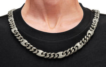 Load image into Gallery viewer, Mens 10mm Stainless Steel Mariner Curb Chain Necklace With Cubic Zirconia
