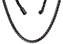 Load image into Gallery viewer, Mens Black Plated Stainless Steel Wheat Link Chain Necklace With Magnetic Clasp
