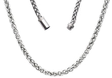 Load image into Gallery viewer, Mens Stainless Steel Wheat Link Chain Necklace With Magnetic Clasp
