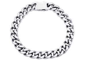 Men's Polished Stainless Steel Cuban Link Chain Bracelet