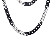 Load image into Gallery viewer, Mens 10mm Two-Toned Black Plated Stainless Steel Cuban Link Chain Necklace
