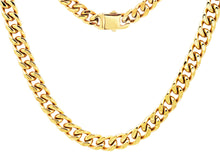 Load image into Gallery viewer, Mens 10mm Gold Plated Stainless Steel Cuban Link Chain Necklace
