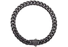 Load image into Gallery viewer, Men's 8mm Black Stainless Steel Miami Cuban Link Chain Bracelet With Black CZ Clasp (Copy)

