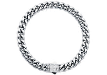 Load image into Gallery viewer, Men's 8mm Stainless Steel Miami Cuban Link Chain Bracelet With CZ Box Clasp
