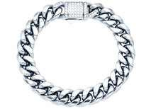 Load image into Gallery viewer, Men&#39;s 12mm Stainless Steel Miami Cuban Link Chain Bracelet With CZ Box Clasp
