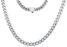 Load image into Gallery viewer, Men's 8mm Stainless Steel Miami Cuban Link Chain Necklace With CZ Box Clasp
