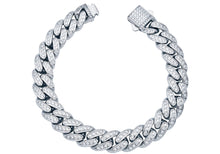 Load image into Gallery viewer, Men&#39;s 12mm Stainless Steel Miami Cuban Link Chain Bracelet With Box Clasp and Cubic Zirconia
