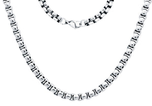 Mens 7mm Stainless Steel Round Box Link Chain Necklace
