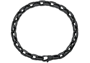 Mens 6mm Black Plated Stainless Steel Link Chain Bracelet