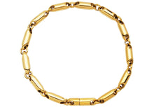 Load image into Gallery viewer, Mens 4mm Gold Plated Stainless Steel Bullet Chain Bracelet
