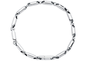 Mens 4mm Stainless Steel Bullet Link Chain Bracelet