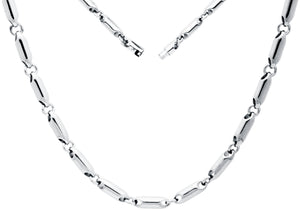 Mens 4mm Stainless Steel Bullet Link Chain Necklace