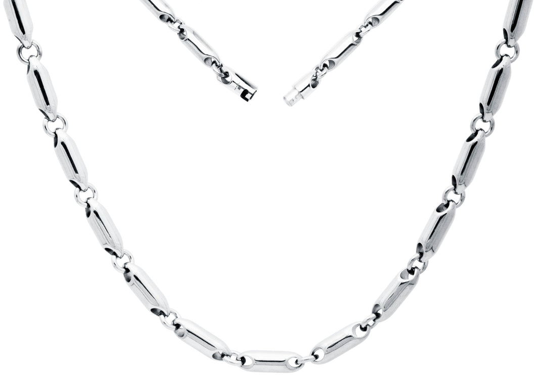 Mens 4mm Stainless Steel Bullet Link Chain Necklace