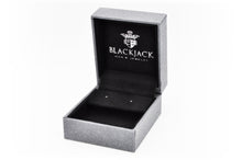 Load image into Gallery viewer, Mens 7mm Blue Plated Stainless Steel Stud Earrings With Black Cubic Zirconia
