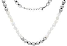 Load image into Gallery viewer, Men&#39;s 6mm Baroque Pearl Stainless Steel Necklace w/ Extension Clasp - Blackjack Jewelry

